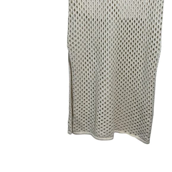 Spendid Cotton Mesh Maxi Dress Size MEDIUM Open Knit Cream Crochet Boho - Picture 6 of 10